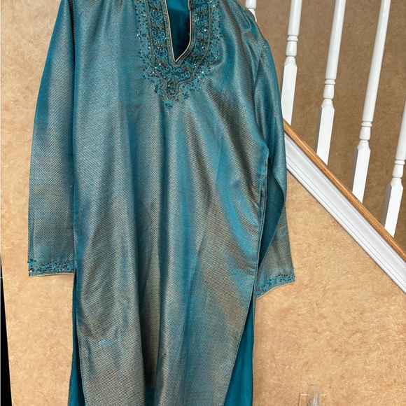 Men’s Indian Sherwani Blue - 2pc - Picture 2 of 5
